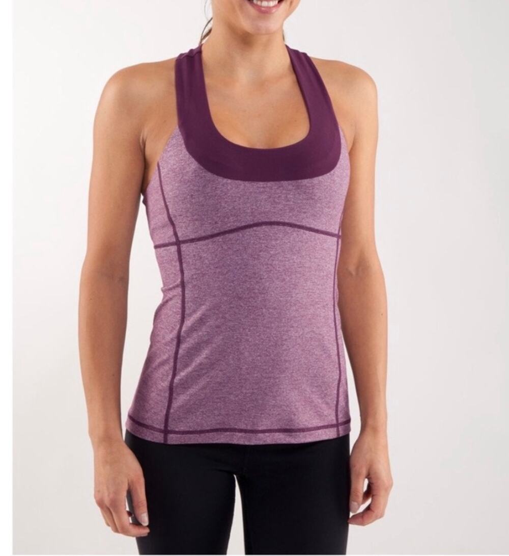 Lululemon Halter Tank Size 4 Purple Heather Cowl Neck Racerback Yoga Active Wear